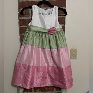 Bonnie Jean White, Green, and Pink Formal Dress
